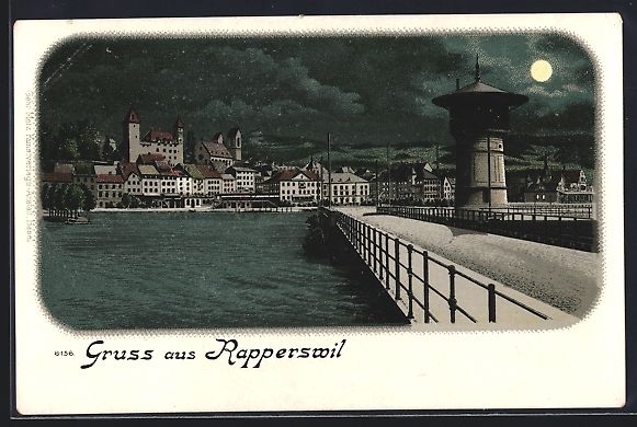 Ansichtskarten: Rapperswil, Teilansicht des Ortes mit Br – Gebraucht aus Berlin von bartko-reher
