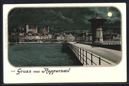 Rapperswil, Teilansicht des Ortes mit Br