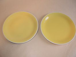 2 Teller klein Rössler Vintage Geschirr gelb Desserteller