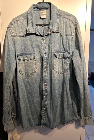 Hemd Gr. XL Herren Jeans Rockabilly Denim Perlmuttknöpfe