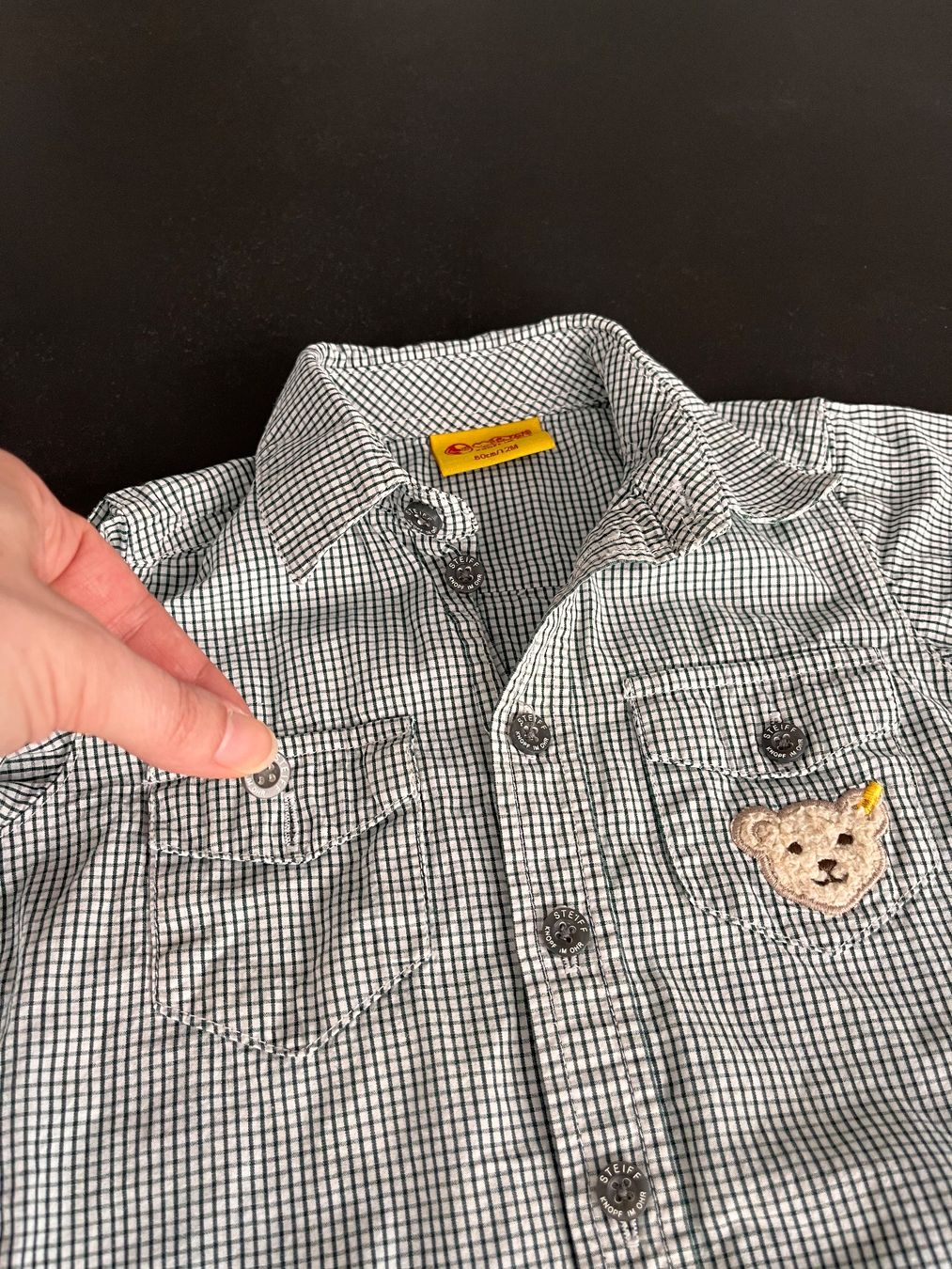 Steiff Camicie, Top & T-shirt: Steiff Hemd Gr. 80 grün-weiss kariert – Nuovo e nell'imballaggio originale da Wohlen AG venduto da kissne4 8