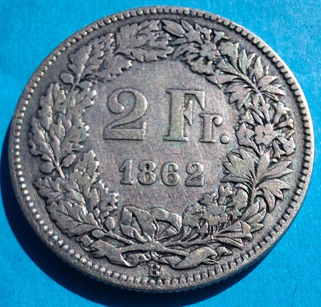 Tutti le monete: CHF___2.00 1862 TB – Usato da Fribourg venduto da Kiki020