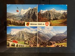 Schweiz 1976 AK Mürren 4-teilig gelaufen Frankatur Rolle 2x2