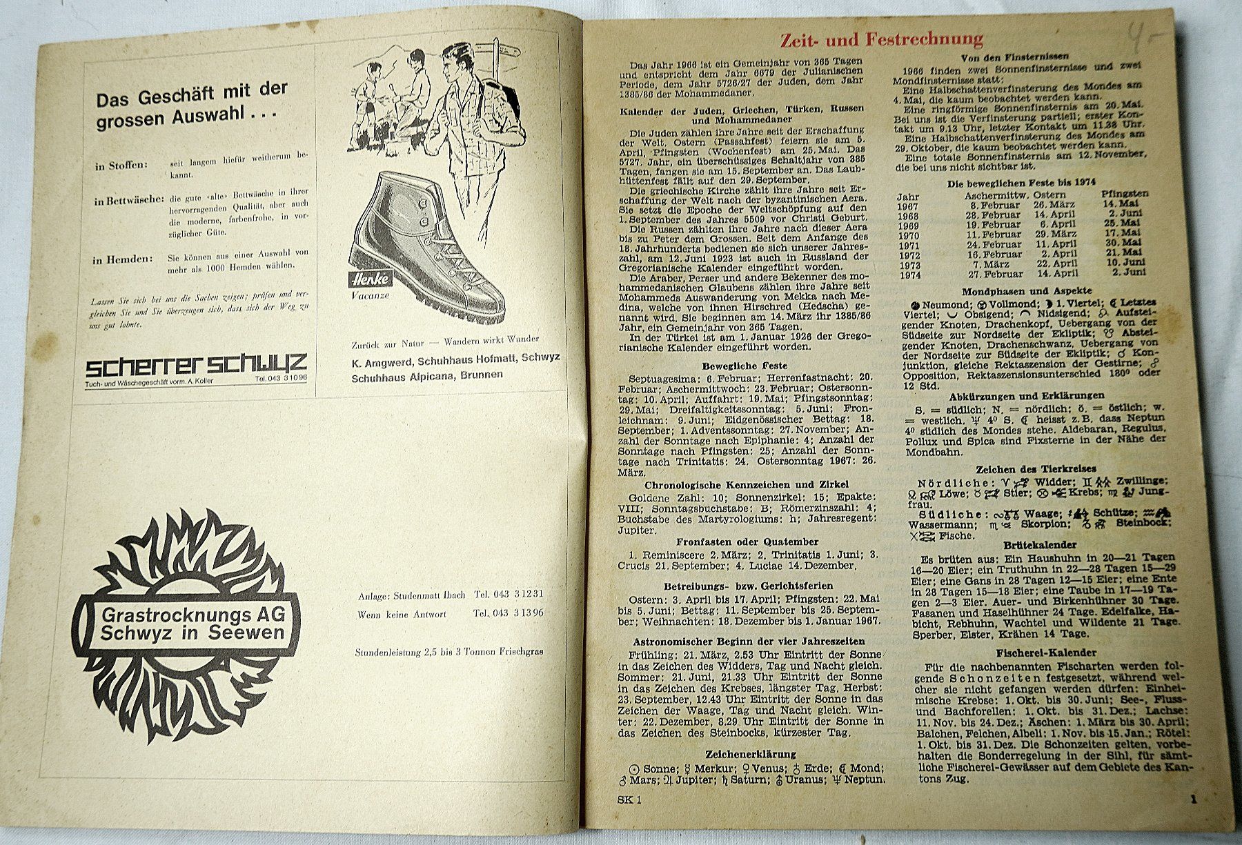 Kalender: Schwyzer Kalender 1966 – Gebraucht aus Baar von 2cvbaar 1