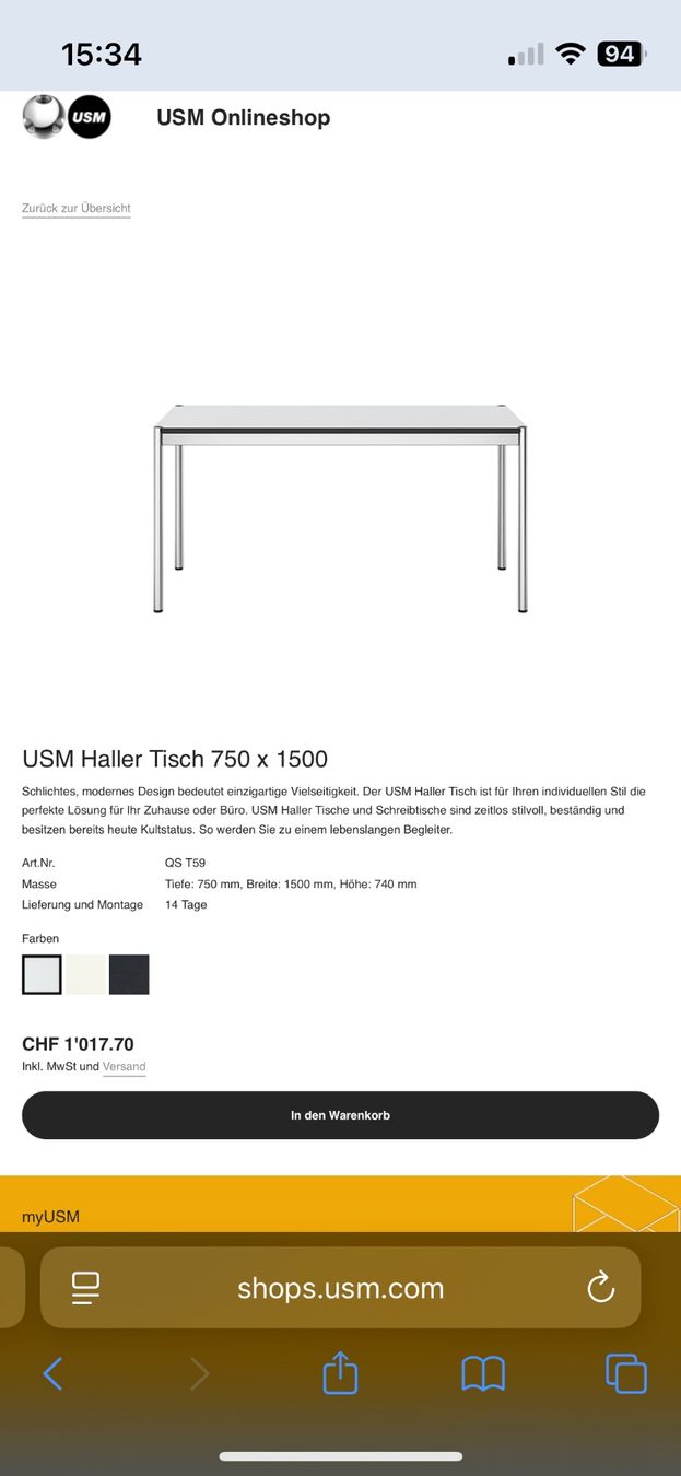 Scrivanie: USM Haller Schreibtisch weiss – Usato da Uster venduto da Gardener1993 2