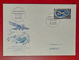 PRO AERO OSKAR BIDER GEDENKPOSTFLUG BERN LOCARNO 1963