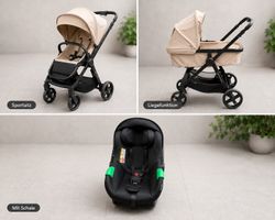 Kinderwagen Kombi mit Babyschale neuwertig beige