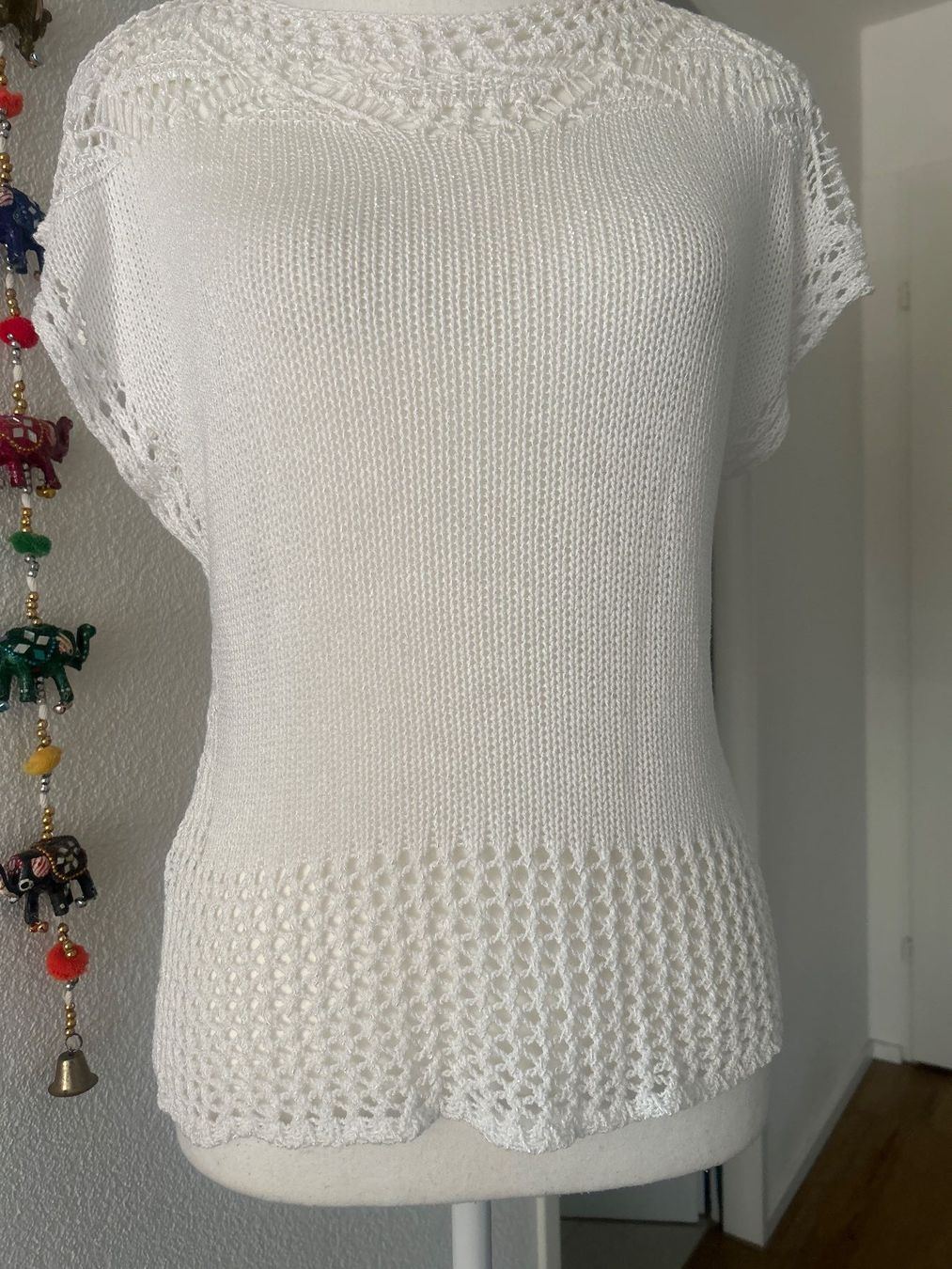 Maglioni & Felpe: Damen kurzarm Strickpulli weiss von Reel – Usato da Brunnen venduto da Nala2929 4