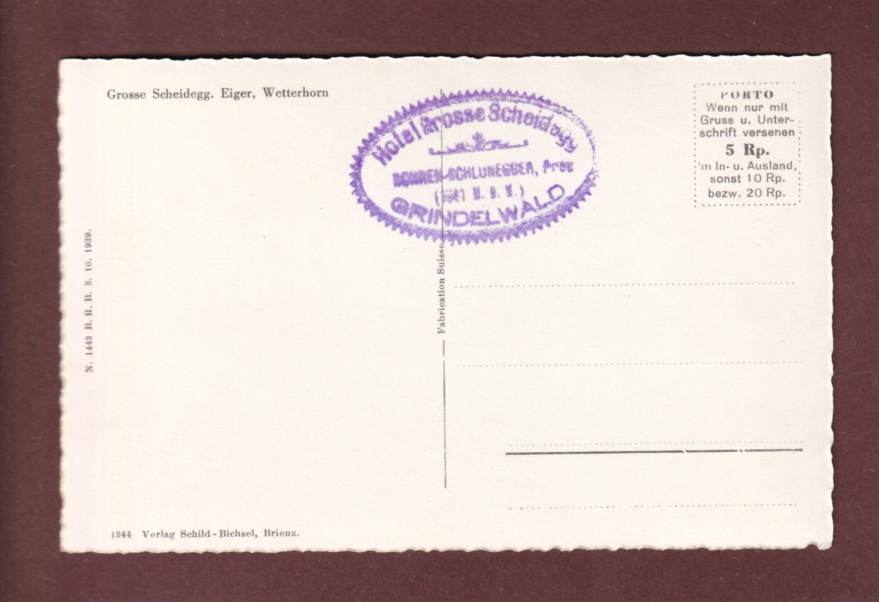 Cartoline postali: GROSSE SCHEIDEGG - Eiger - Wetterhorn – Usato da Pully venduto da nicecards-shop 1