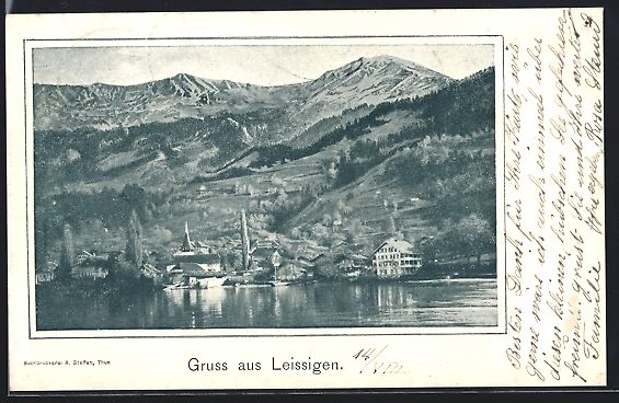 Cartoline postali: AK Leissigen, Uferpartie am Thuner See – Usato da Berlin venduto da bartko-reher