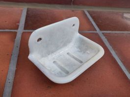 Vintage / antike Seifenschale aus Stahlguss Emailliert