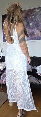 Schickes Sommerkleid Weiss Gr. M Spitze, Boho-Style, 