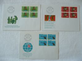 1974 3 FDC Sondermarken I 4er-Blocks SBK 548 - 550