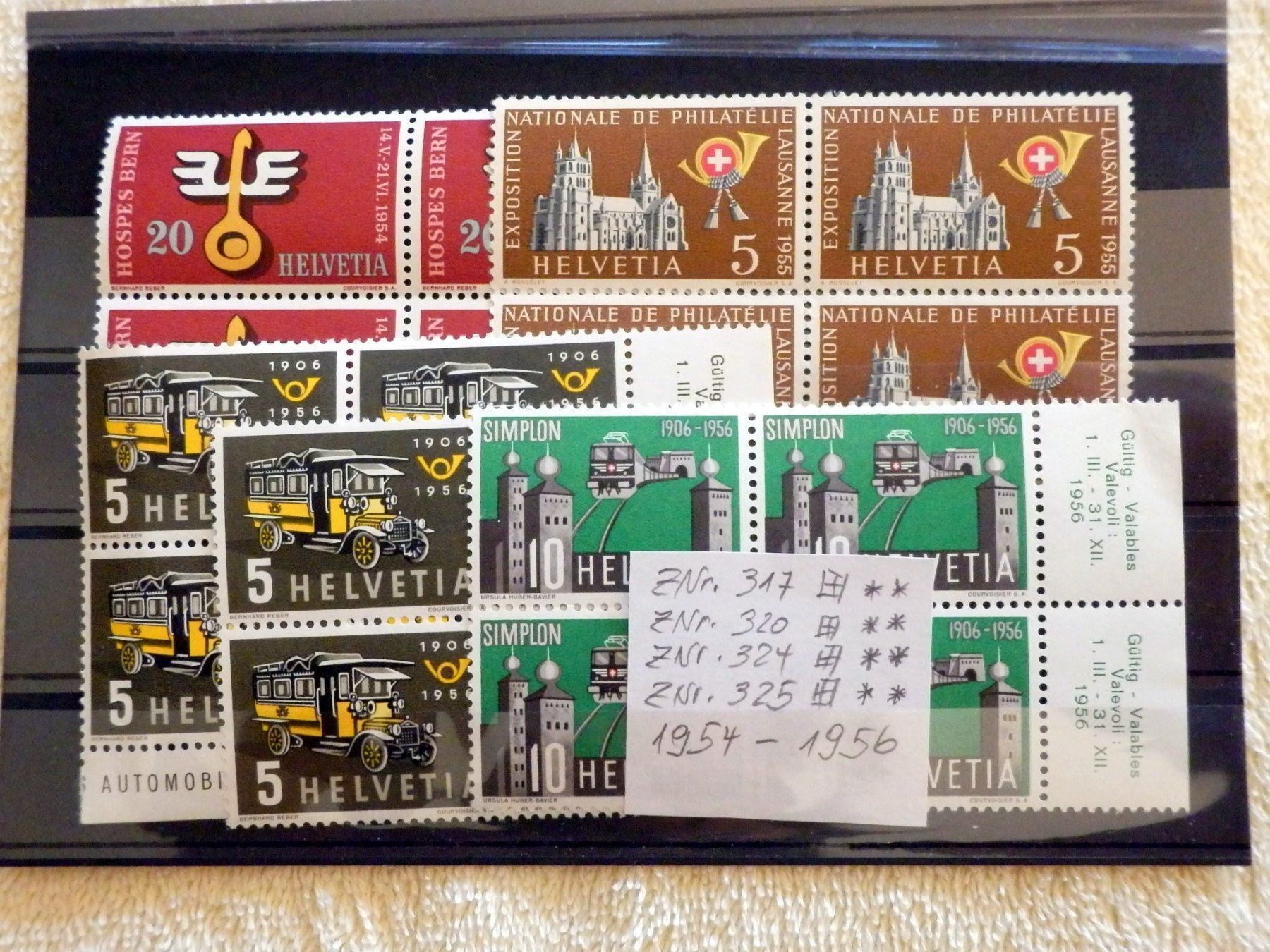 Tutti i francobolli: ZNr.317 / 320 / 324 / 325,  postfrisch. – Nuovo (secondo la descrizione) da Ueberstorf venduto da dinbau