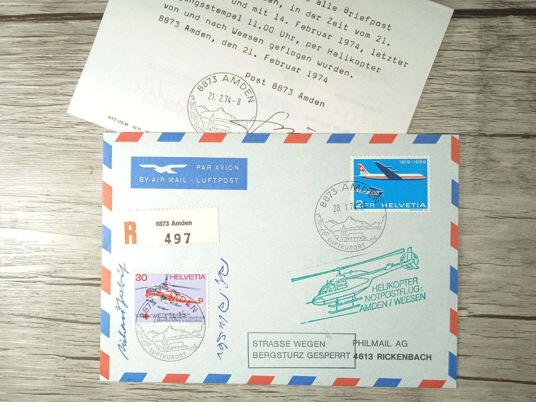 Tutti i francobolli: TR104 Enveloppe + Timbre Suisse 1974 – Usato da Cousset venduto da Patrick_Collections