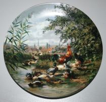 Seltmann Sammelteller Enten & Hühner am Dorfteich, H. Kaplan