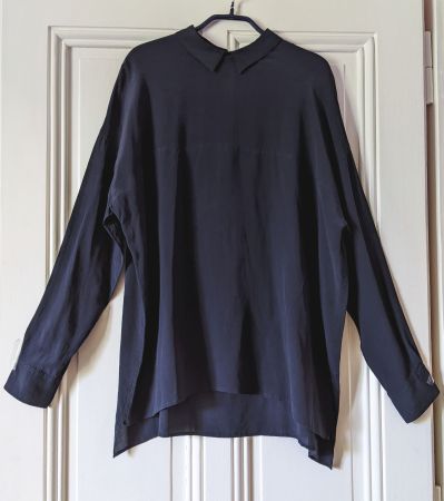DRYKORN : Blouse oversized en soie marine M-L