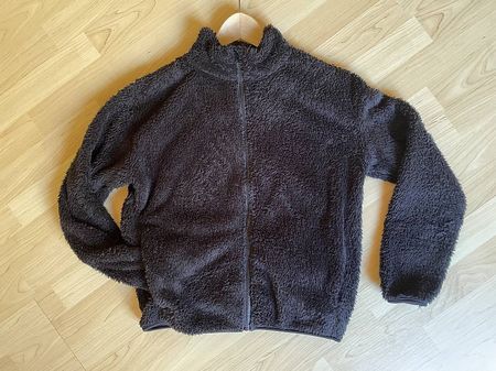 Schwarze Teddy Fleecejacke S 36 kuschlig weich