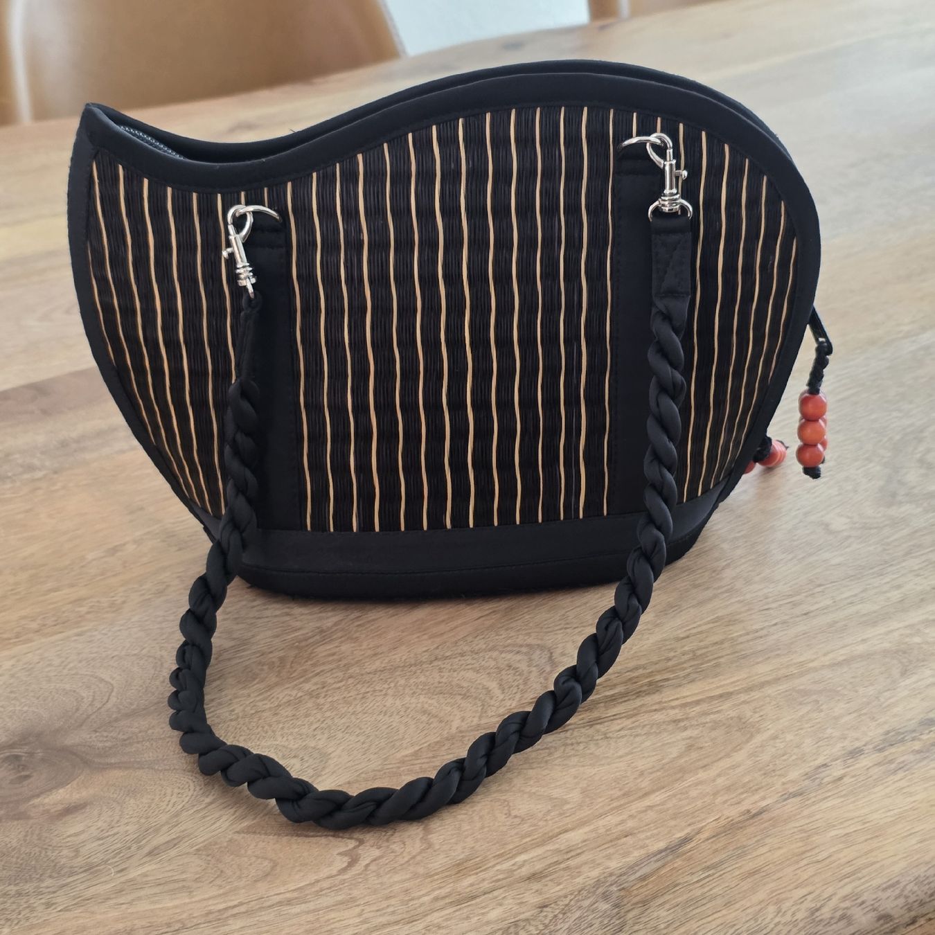 Borse da donna: Handtasche schwarz gestreift mit Perlen Neu – Nuovo (secondo la descrizione) da Rheinsulz venduto da Gilea 3
