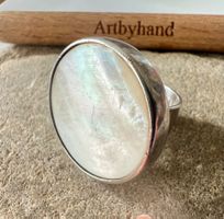 Lichtfänger – grosser Perlmutt Ring Silber 925 - 17g - Gr.56