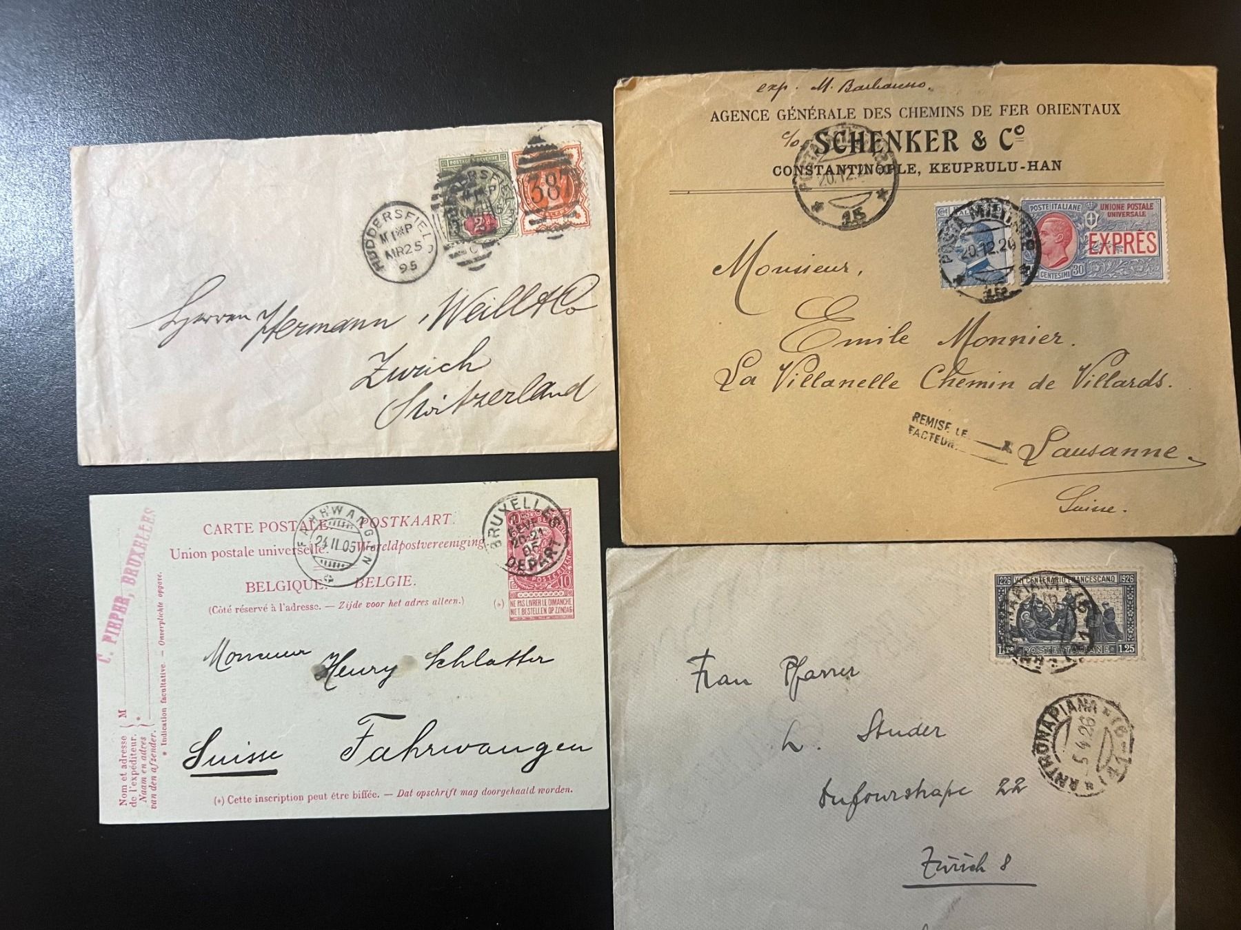 Alle Briefmarken: () 4 enveloppes 1926 1895 1905 1920 – Gebraucht aus Lausanne von ffhoud