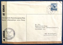 1946 Zensurbrief Britische Zone / Bern nach Bad Kissingen