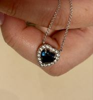 2.2 cts Natural Sapphire & Diamond White Gold necklace