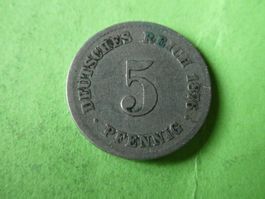 Dt. Reich 1876 G, 5 Pfennig