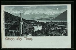 Mondschein-Lithographie Thun, Ortsansich