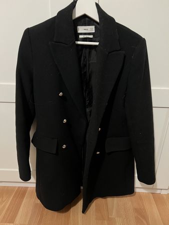 Stylish MNG Black Coat - Timeless Elegance, Size 36