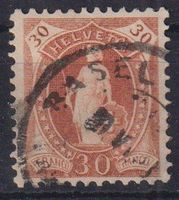 30 Rp. Stehende Helvetia mit seltener ABART "HELVETTA"