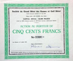 Société du Grand Hotel des Rasses et Golf Hotel - 1957