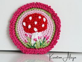 GLÜCKSPILZ Applikation / gehäkelt und gestickt 9 cm
