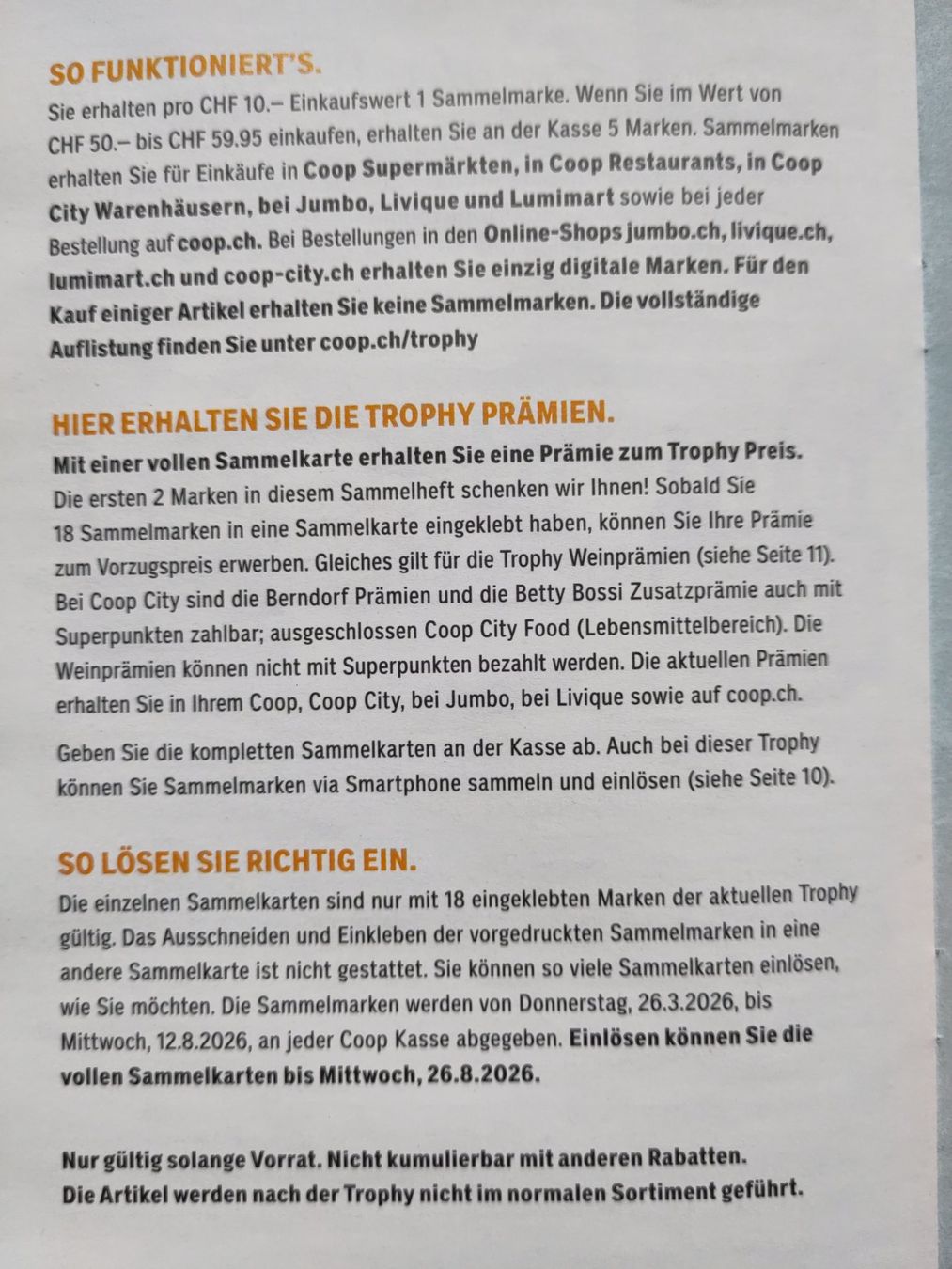 Coop Sammelmarken & -punkte: 7 volle Küchen Trophy Karten (Coop) – Neu (gemäss Beschreibung) aus Uettligen von Donroli 5