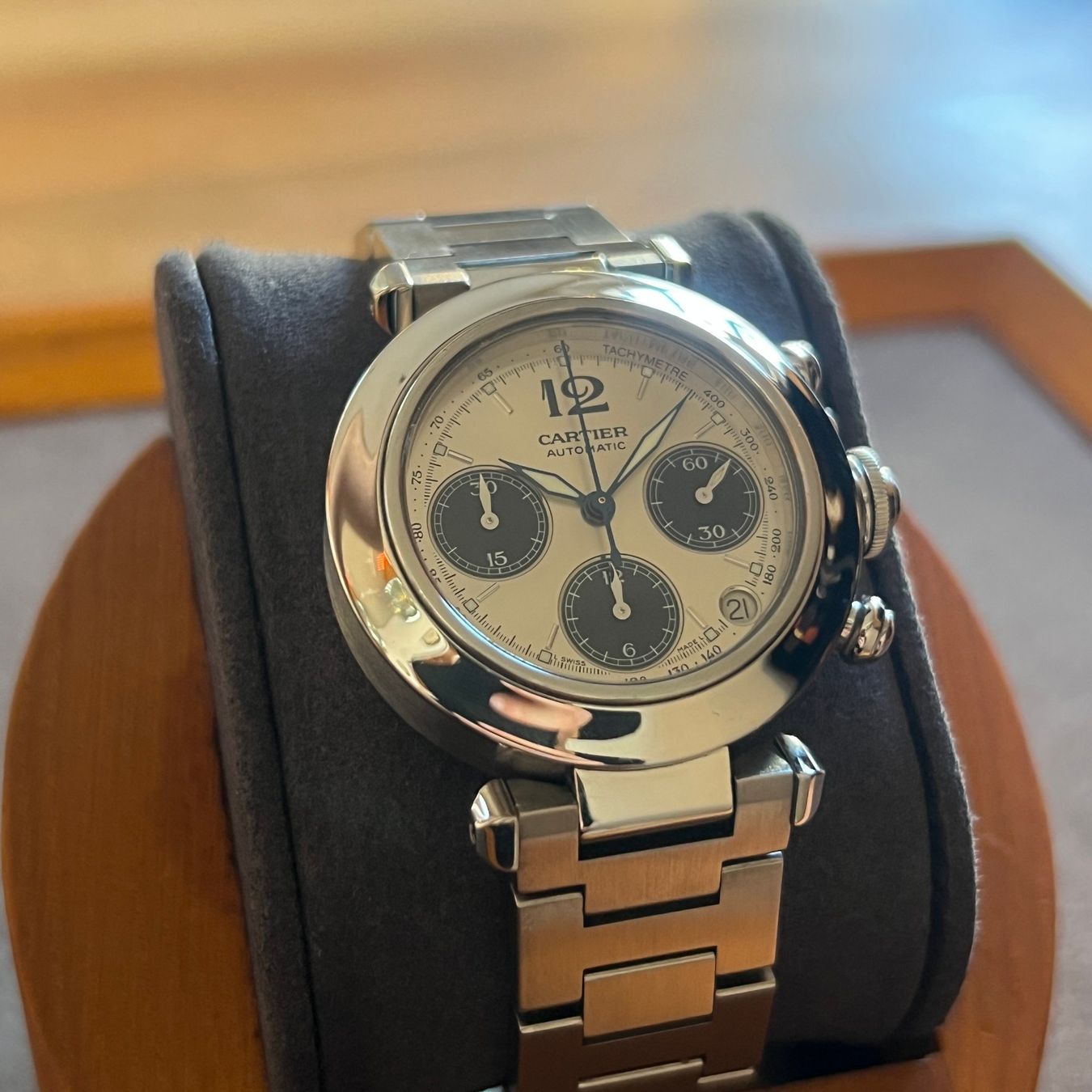 Cartier Uhren: Cartier Pasha C Chronograph Automatic W31048M7 – Gebraucht aus Carouge GE von Watchaser 1