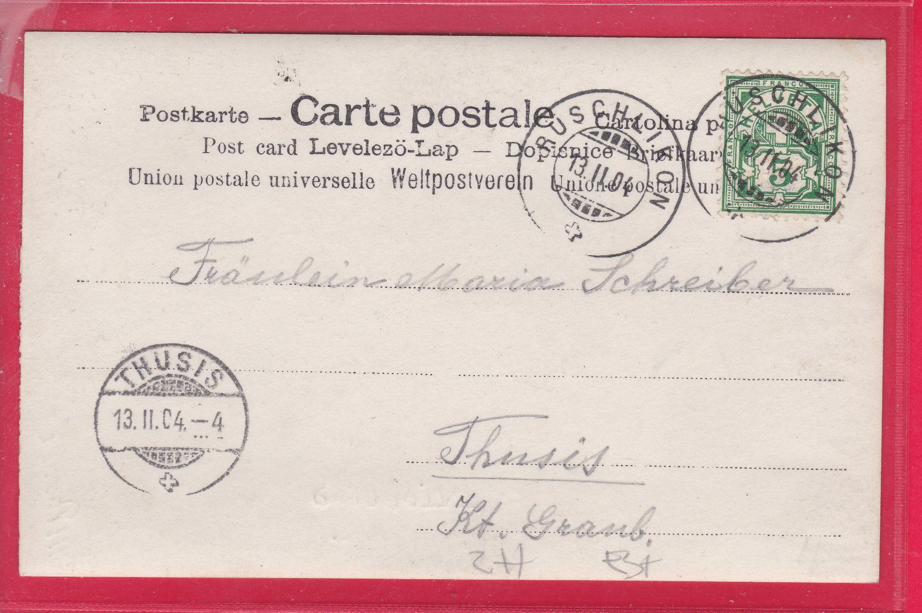 Ansichtskarten: NIDELBAD - RÜSCHLIKON, 13.2.1904 – Gebraucht aus Oberrieden von Gebirgsstelze 1