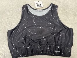 Brassière de sport Stroïda, taille L, noire étoiles
