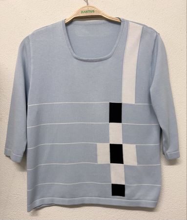 Damen Pullover hellblau, Gr. L,  Muster 3/4 Arm Top Zustan