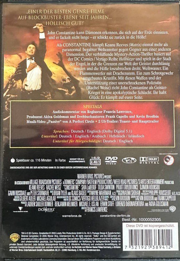 Tutti i DVDs: Constantine DVD mit Keanu Reeves, Top Zustand! – Usato da Beringen venduto da Mantafisch1 1