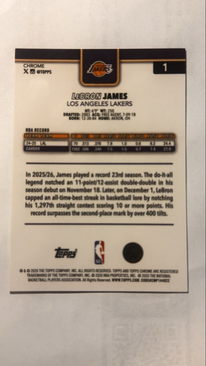 Topps Cartes à collectionner: 2026 Topps Chrome Update LeBron James – Neuf (Voir description) à Baar par sp7ni 1