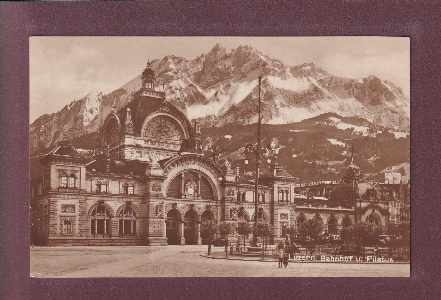 Cartoline postali: LUZERN - Bahnhof - Pilatus - 1930 – Usato da Pully venduto da nicecards