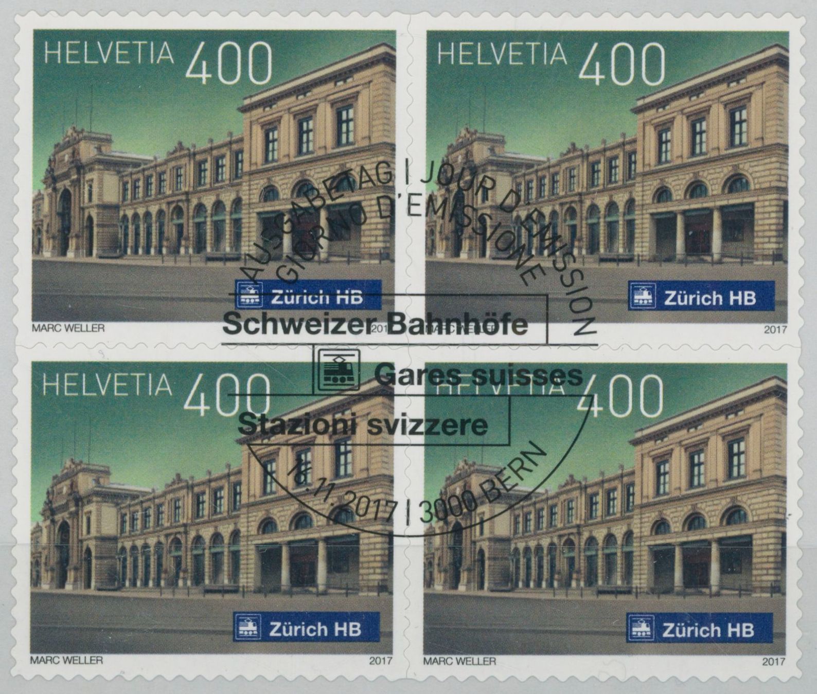 Tous les timbres: 2017 - Bahnhöfe IV - Viererblock - Ersttag Stempel ET – D'occasion à Schindellegi par leecollect