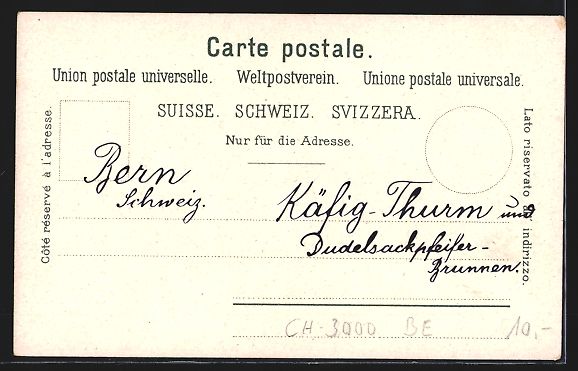 Cartoline postali: Bern, Käfigthurm und Dudelsackpfeifer B – Usato da Berlin venduto da bartko-reher 1