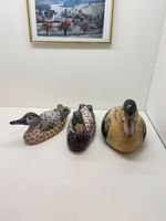 Drei Enten aus Holz handbemalt Dekoration 