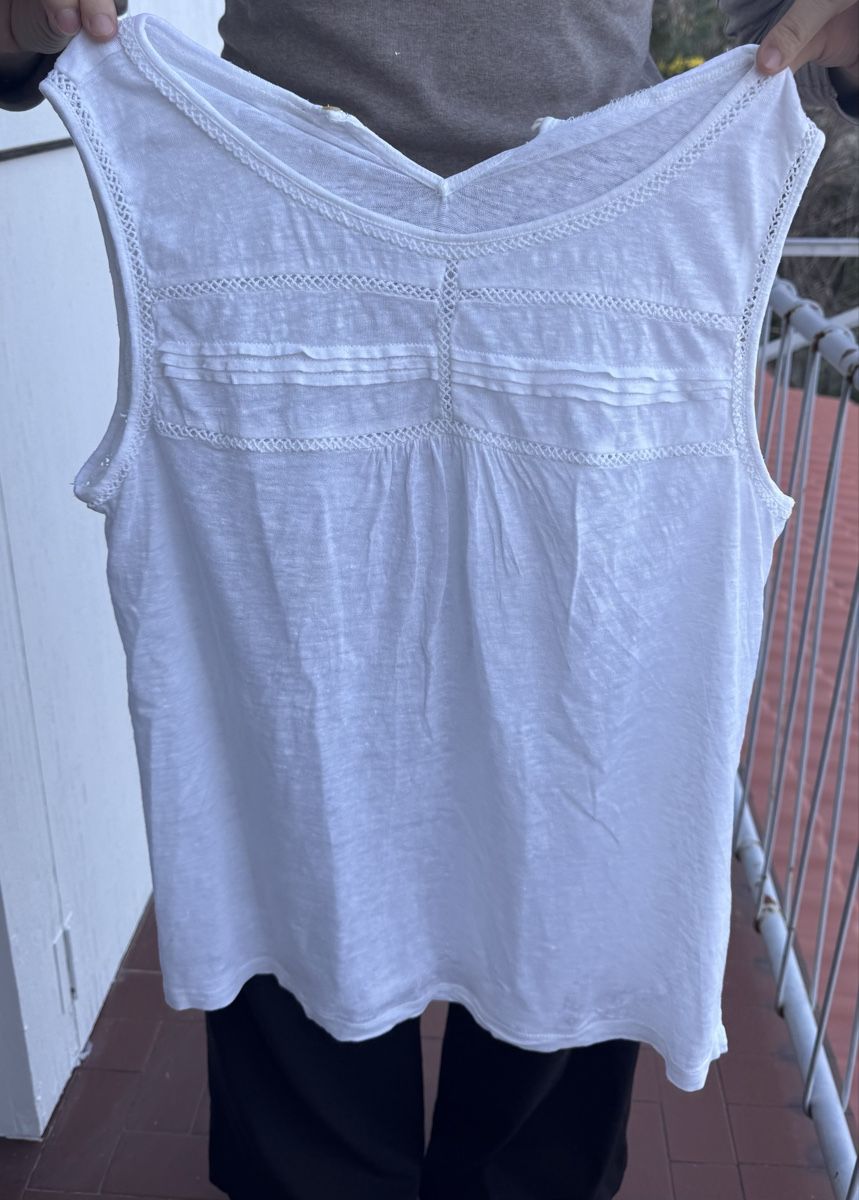T-Shirts: Camicia estiva bianca in lino M/L – Gebraucht aus Locarno von tos_tgc9