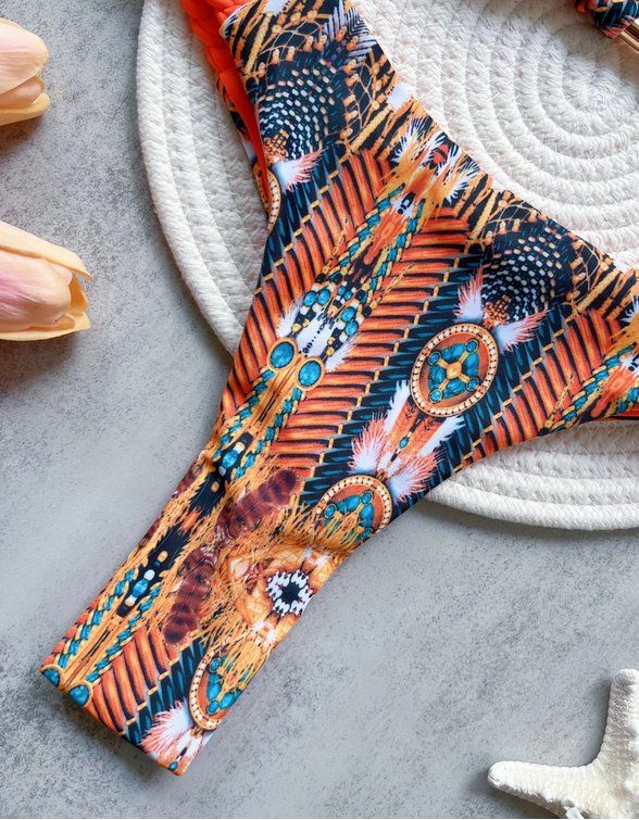 Costumi da bagno & Bikini: Orangefarbener Badeanzug mit Aztekenmuster 2025 S M L – Nuovo e nell'imballaggio originale da Lausanne venduto da MONO-SELECTION 5