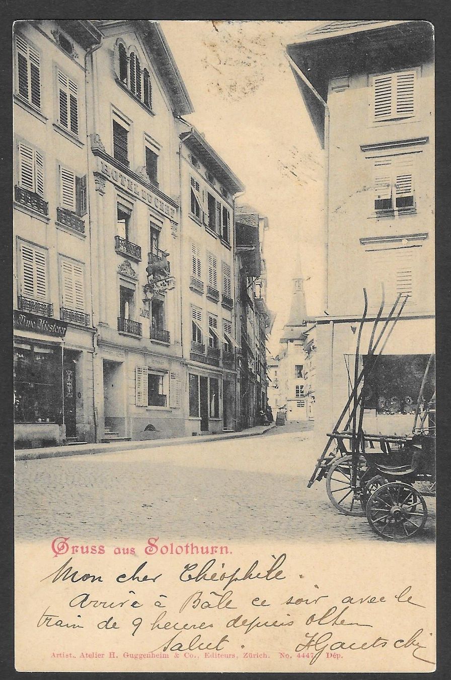Cartoline postali: Solothurn Teilansicht mit Hotel du Cerf – Usato da Olten venduto da clotaldi