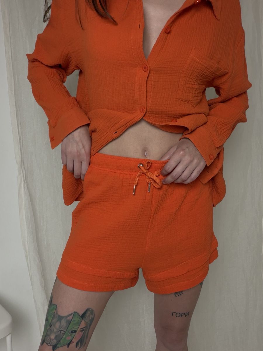Kleiderpakete: Orange cotton set shirt and shorts – Gebraucht aus Knonau von Grapesvintage 5