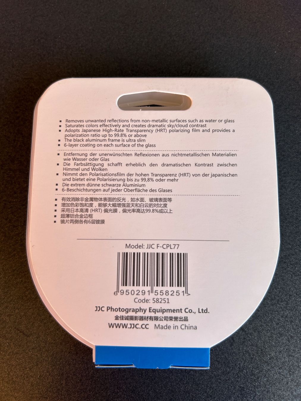 Filtri: Polfilter JJC 77mm CIR-PL Slim Frame Filter – Usato da Port venduto da Matlynx 2