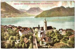 VITZNAU mit Vierwaldstätter See & Bahnhofztace ca. 1910 (LU)